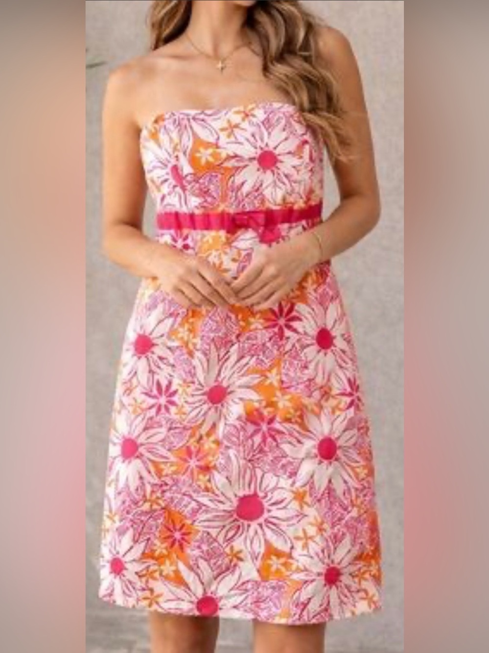 Lilly Pulitzer Pink & Orange Floral Strapless Dress